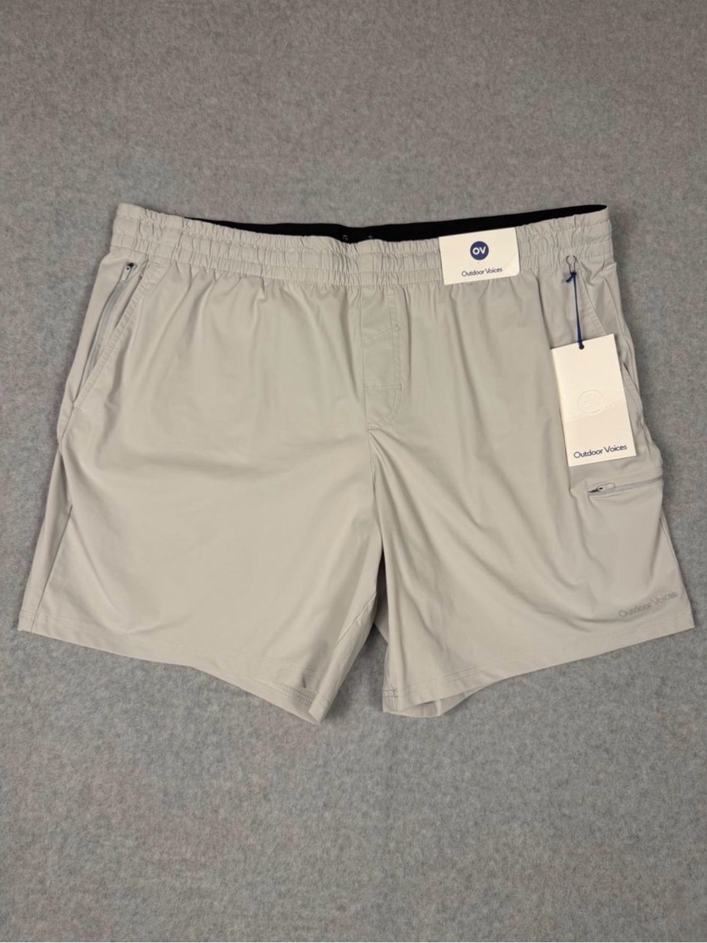 Outdoor Voices Men's Light Gray HiFlex Shorts, 7” Inseam